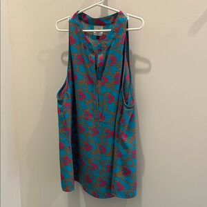 CAbi Turquoise and Fuchsia Floral Tank